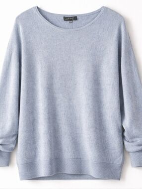 Charlie B Light Blue Knit Sweater Scoop Neck Relaxed Fit Size XL